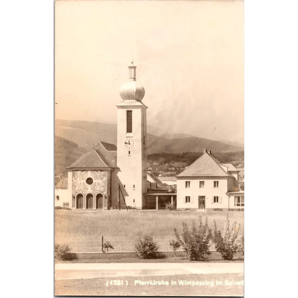Vintage‎ Real Photo Postcard Pfarrkirche in Wimpassing im Schwarzatal Austria